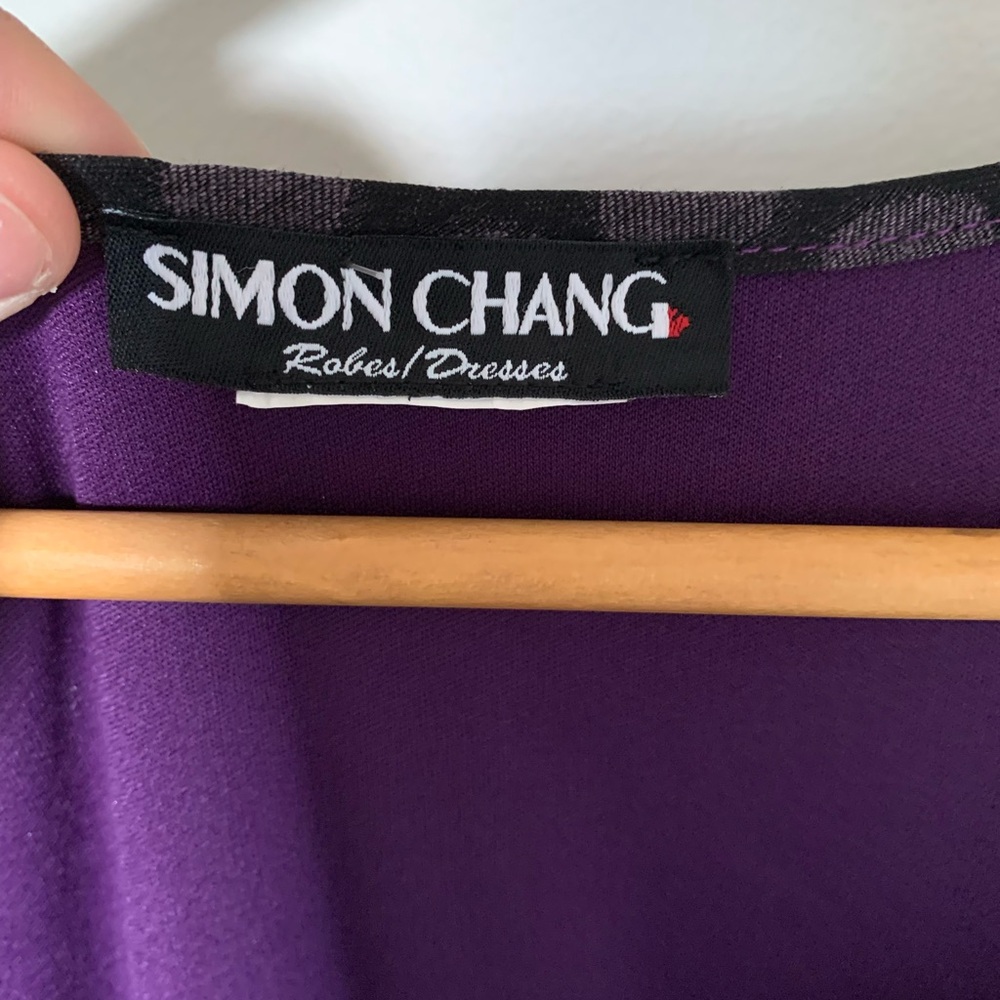 Simon Chang Black and Purple Long Sleeve Dress - Picture 3 of 3